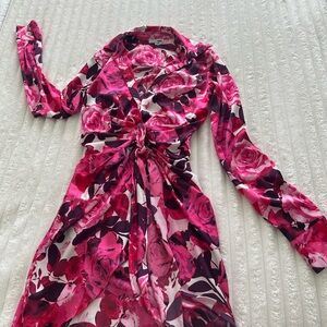 Fashion Nova Pink Floral Long Sleeve Dress
